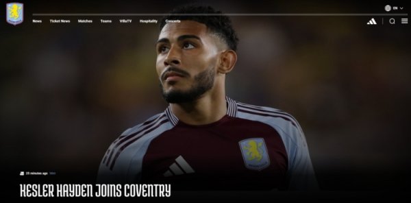 Official: Villa 22-year-old right-back Kessler Hayden joins the Championship team Coventry