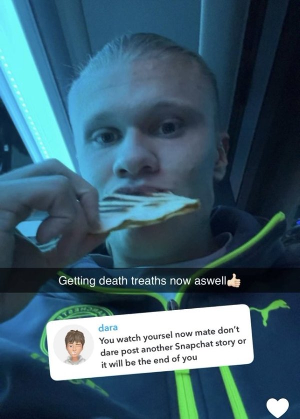 Update again and find someone to mess with you😱Haland received a death threat: If you dare to post another update, you will be finished!